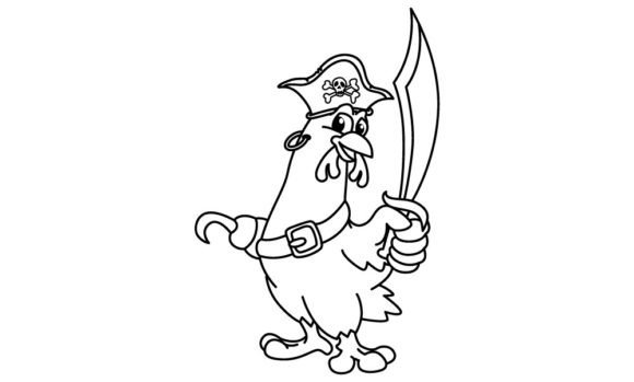 Download Funny Hen Pirates Cartoon Coloring Page - Premium Bundle