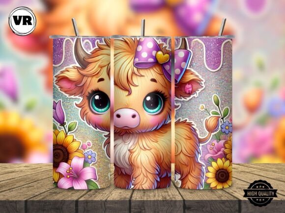Download Cute Highland Cow Wrap PNG for Tumbler - Highland cow wrap Collection